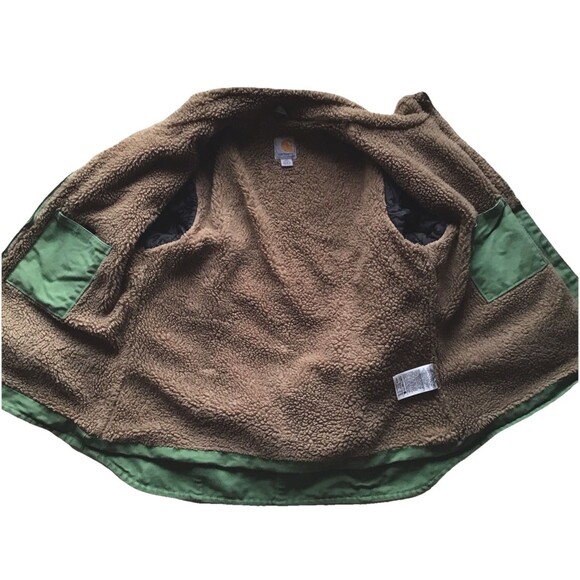 Vintage Carhartt Women’s Green Jacket Sherpa Lined WJ022 394 Medium Chore Coat - Picture 8 of 9